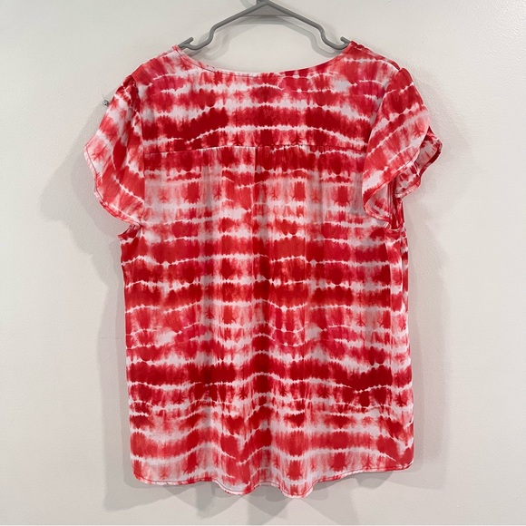 Torrid Rusty Red Tulip Sleeve Georgette Tie Dye Top 1X - Picture 9 of 12